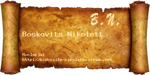Boskovits Nikolett névjegykártya